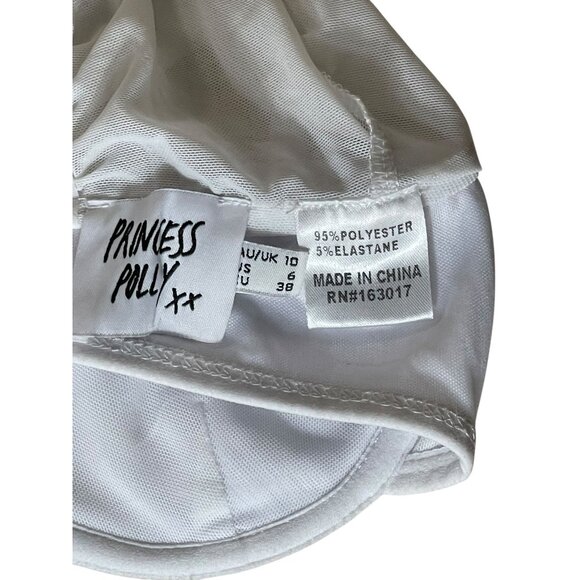 Princess Polly White Long Sleeve Open Back Crop Top  Tie Detail & Puff Sleeve S - Picture 5 of 11